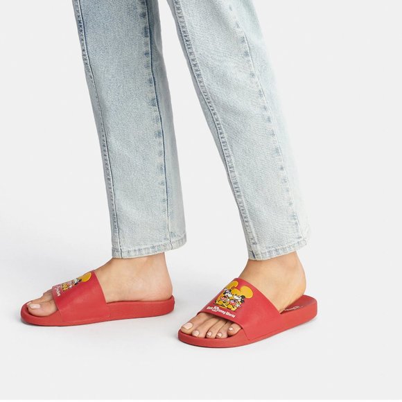 🐭🥰 Disney X Coach Sport Slide With Mickey Mouse And Minnie Mouse Motif - Picture 3 of 12